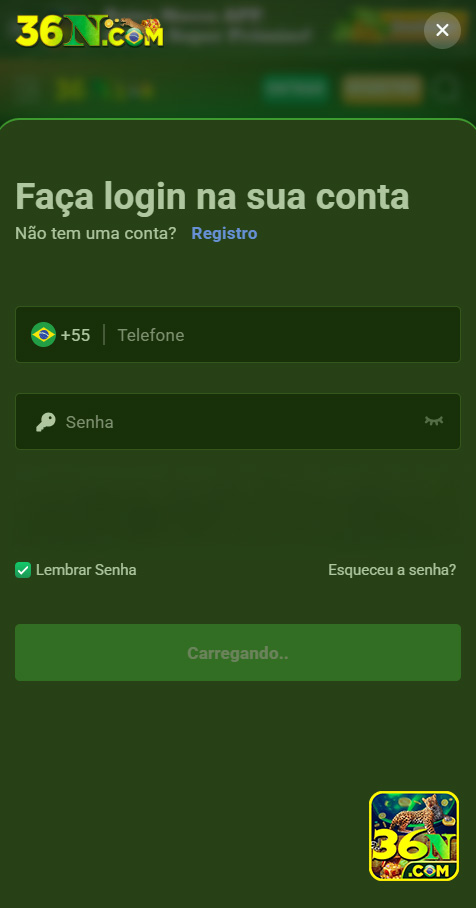 Tela de login do aplicativo 36n